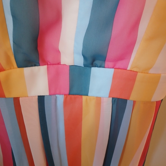 Midnight Doll Multi Color Strpe Dress With Adjustable Straps Size 7 - Picture 4 of 10